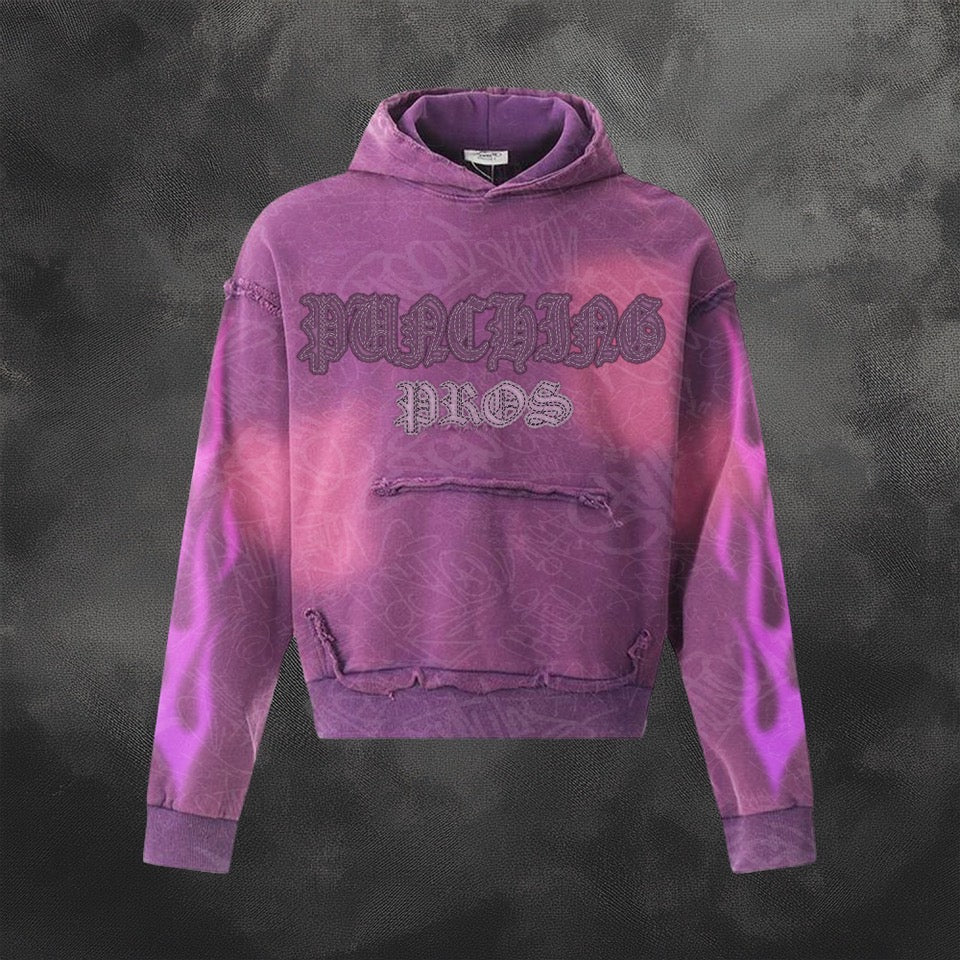 Smoked purple “graffiti” unique acid wash